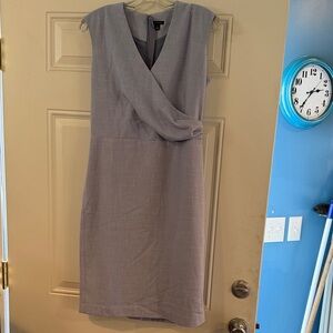 ANN TAYLOR tech sleeveless faux wrap dress in light blue or periwinkle